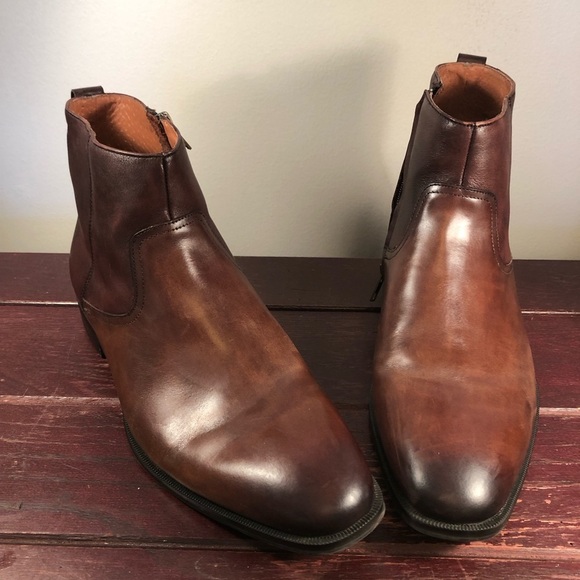Florsheim Midtown Plain Toe Zipper Men's Brown Leather Boots Size 10EEE - Picture 1 of 12
